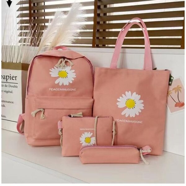 4-Piece School Bag Set Daisy Flower  Backpack Set Stylish & Practical new arrival 2024 - Image 4