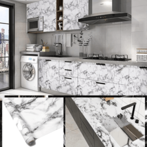 White Marble Sticker Sheet – PVC Marble Sheet for Kitchen Walls, Heat Resistant & Waterproof