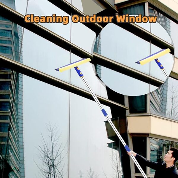 2-in-1 Squeegee & Sponge Mop Long Handle Window Cleaning Kit Household Squeegee with Extension Pole for Cleaning 12 Fit Height - Image 9