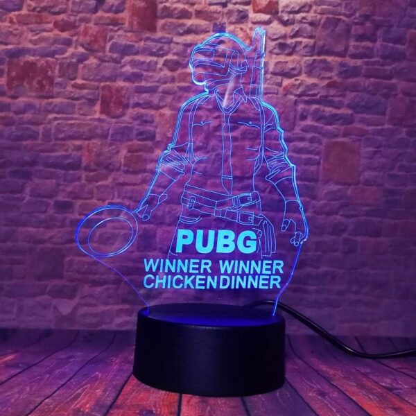 PUBG 3D LED Night Light – Winner Winner Chicken Dinner Themed Gaming Lamp - Image 4