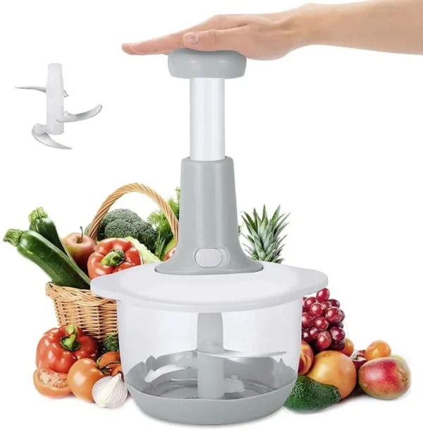 Manual Hand Push Chopper Multi-Functional Grinder with 2-liter capacity, random color design