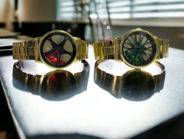 Golden Ferarri Rim watch for mens  (Golden chain with random mix dials) - Image 6