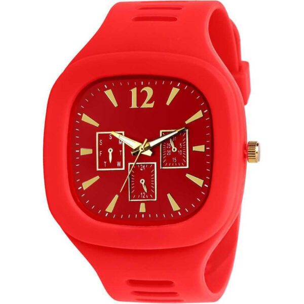 Stylish Black Silicone Strap Watch for Men with Square Dial - Image 4