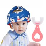 Baby Head Protector Crawling - Baby Safety Helmet & amp Walking Helmet + 360 Degree U-shaped Baby Toothbrush (Random Color/Design)