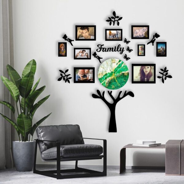 Wooden Wall Family Tree 9 Photos Frame, Modern  DIY Design Decoration For Home - Image 2