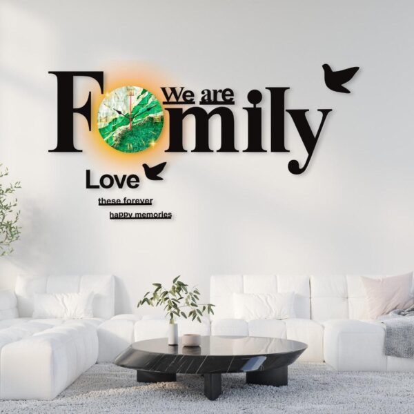 We Are Family with Birds Wall Clock Design Decoration For Home - Image 2