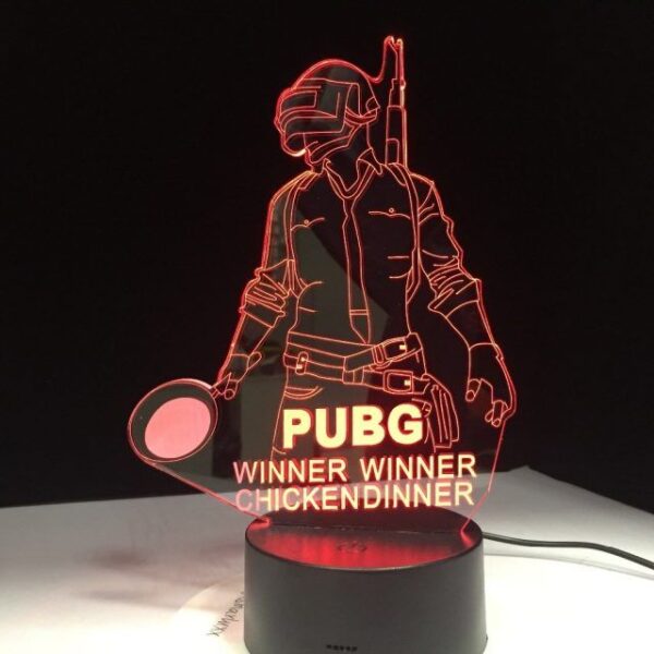 PUBG 3D LED Night Light – Winner Winner Chicken Dinner Themed Gaming Lamp - Image 2