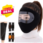 (pack of 2) combo deal Windproof Anti Dust Full Face Masks  (1pair) Knee Warmer Woolen Knee Cap For Men And Women (random color Design)