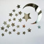 3D Silver Acrylic Wall Stickers – Moon & 15 Stars for Bedroom & Kids Room Decor