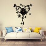 Heart Shaped Butterfly Wall Clock – Romantic Butterfly Wall Art for Home Decor