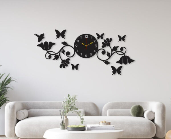 Butterfly Clock & flower Modern Wall Decor