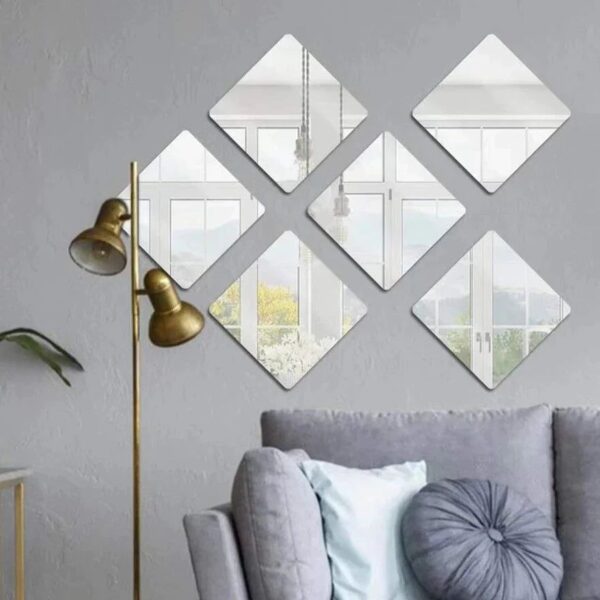 Modern Square Decorative Mirror Wall Art – 6 Piece Framed Set - Image 3