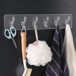 Self-Adhesive Transparent Wall Hooks – 6-Row Design for Clothes, Coats, Towels, and Keys – Ideal for Bathroom and Kitchen Storage