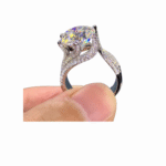 Round Curved Link Ring – Zircon & Pearl Accent, Silver-Plated