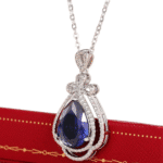 Elegant Crown Teardrop Pendant Necklace – Silver Plated Women’s Jewelry