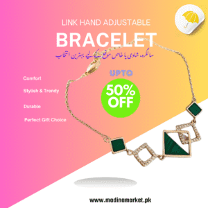 Adjustable Frame Box Link Hand Bracelet – Golden/Rhodium Plated Women’s Jewelry