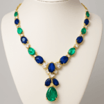 Elegant Green and Blue Stone Charm Necklace
