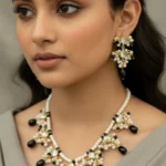 Black Pearl Drop Necklace & Earrings Set