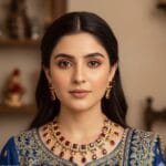 Square Tear-Drop Necklace & Earring Set – Gold-Electroplated Formal Jewellery