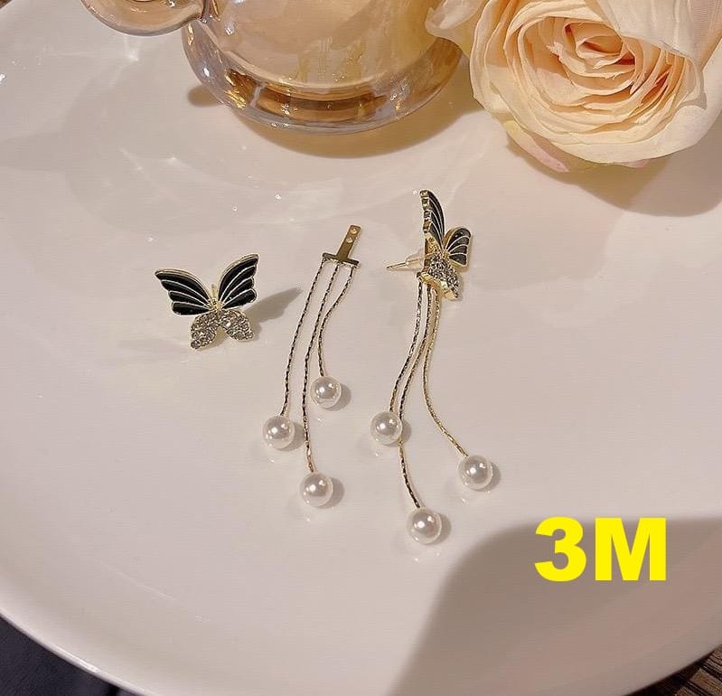 Butterfly Pearl Drop Earrings - Image 3