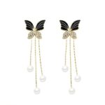Butterfly Pearl Drop Earrings