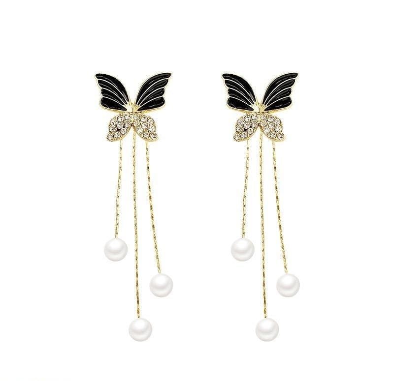 Butterfly Pearl Drop Earrings