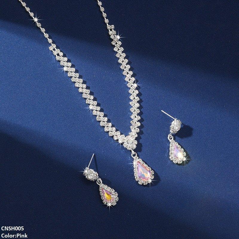 Flower Tear Necklace Set Pink - Image 8