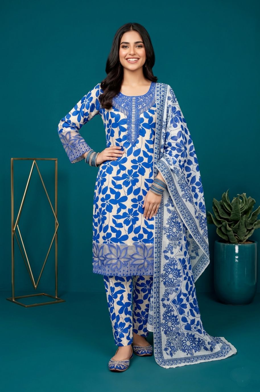 Women Lawn 3 Piece Stitched Suit Summer Collection