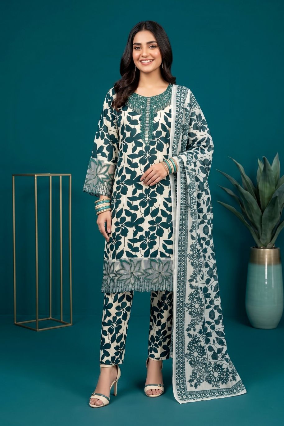 Women Lawn 3 Piece Stitched Suit Summer Collection - Image 2