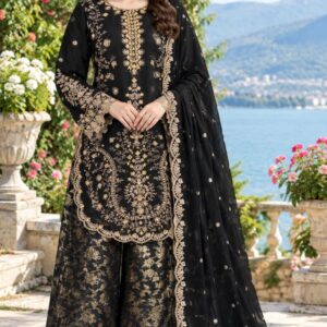 Luxury Stitched Chiffon 3-Piece Gharara Suit
